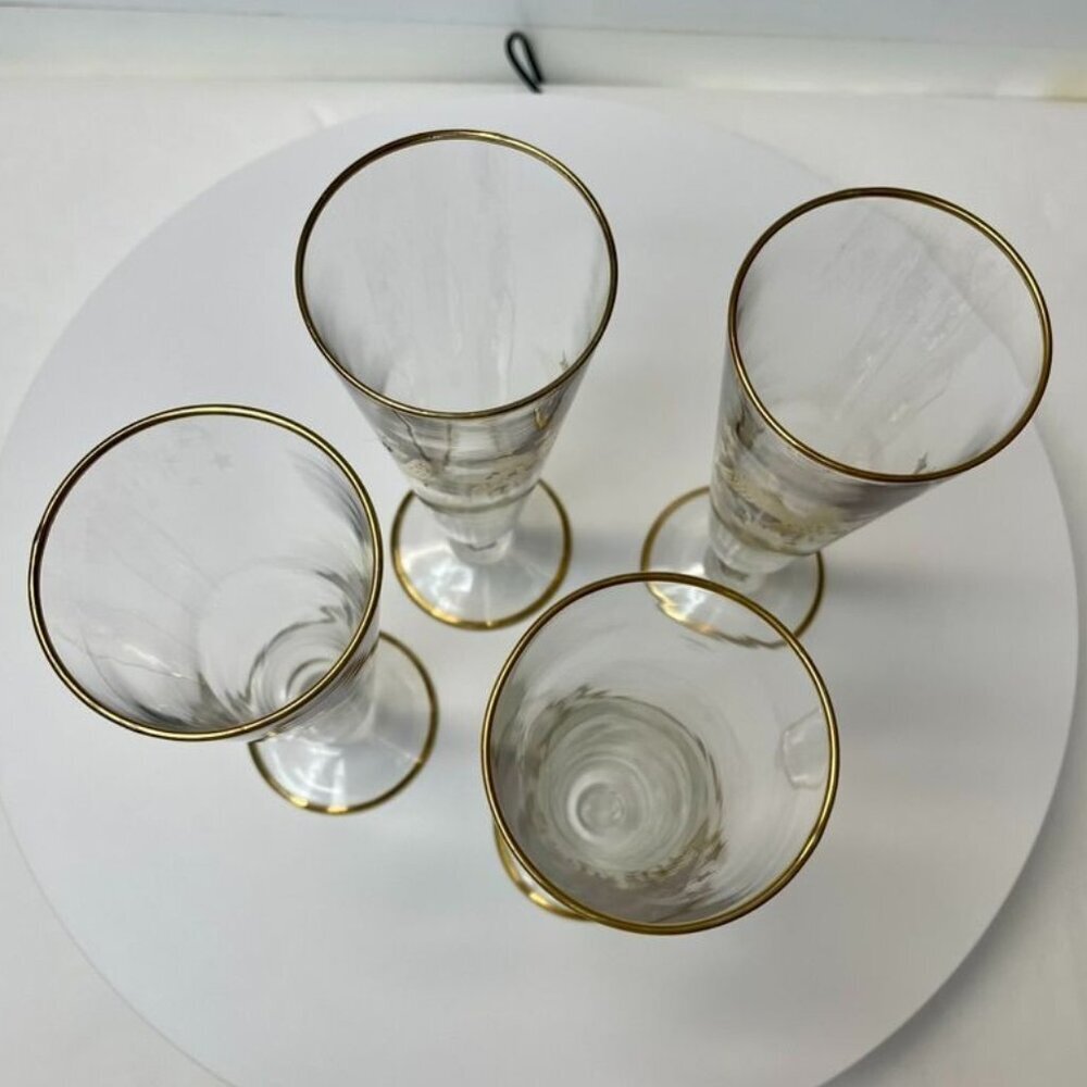 Set of 4 Vintage Champagne or Pilsner Gold Eagle Glasses with Patriotic Design - Picture 6 of 8